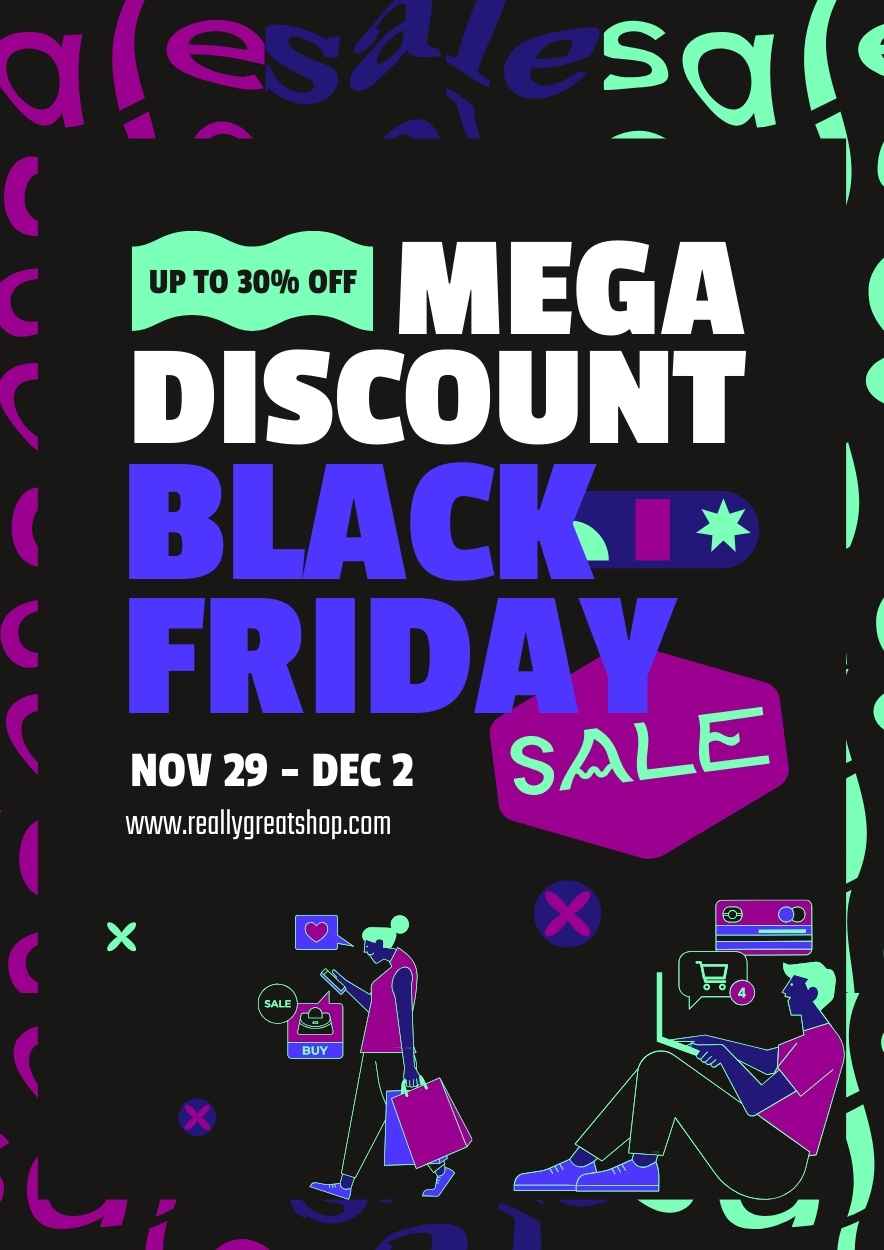 Brutalist Mega Discount Black Friday Sale Poster - slide 2