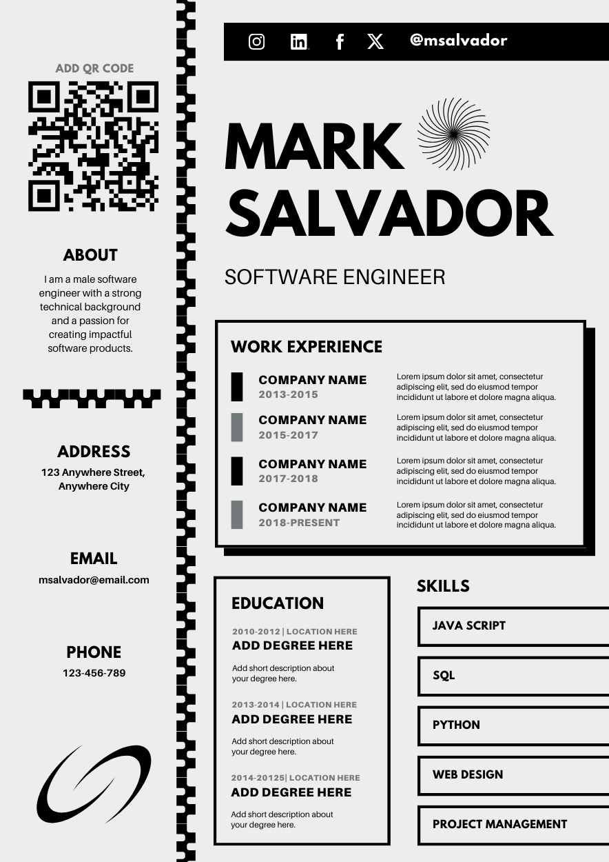 Brutalist Software Engineer CV Resume - diapositiva 3