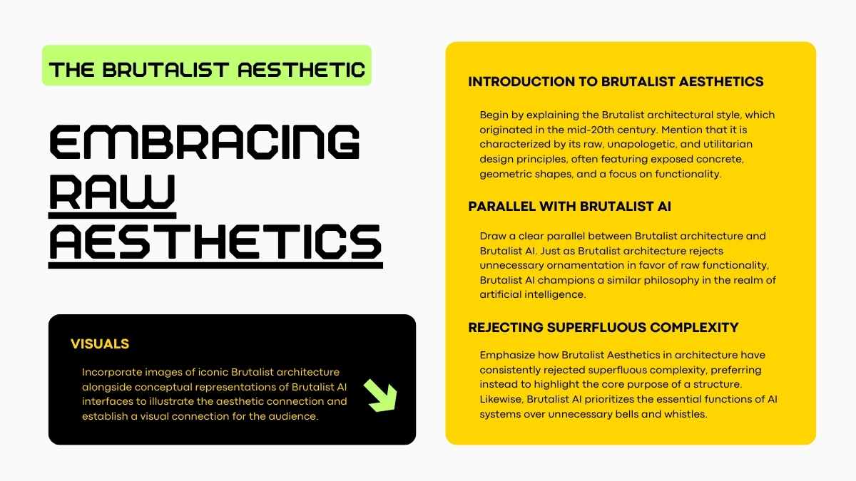 Plantillas de Pitch Deck Estilo Brutalista AI - diapositiva 7