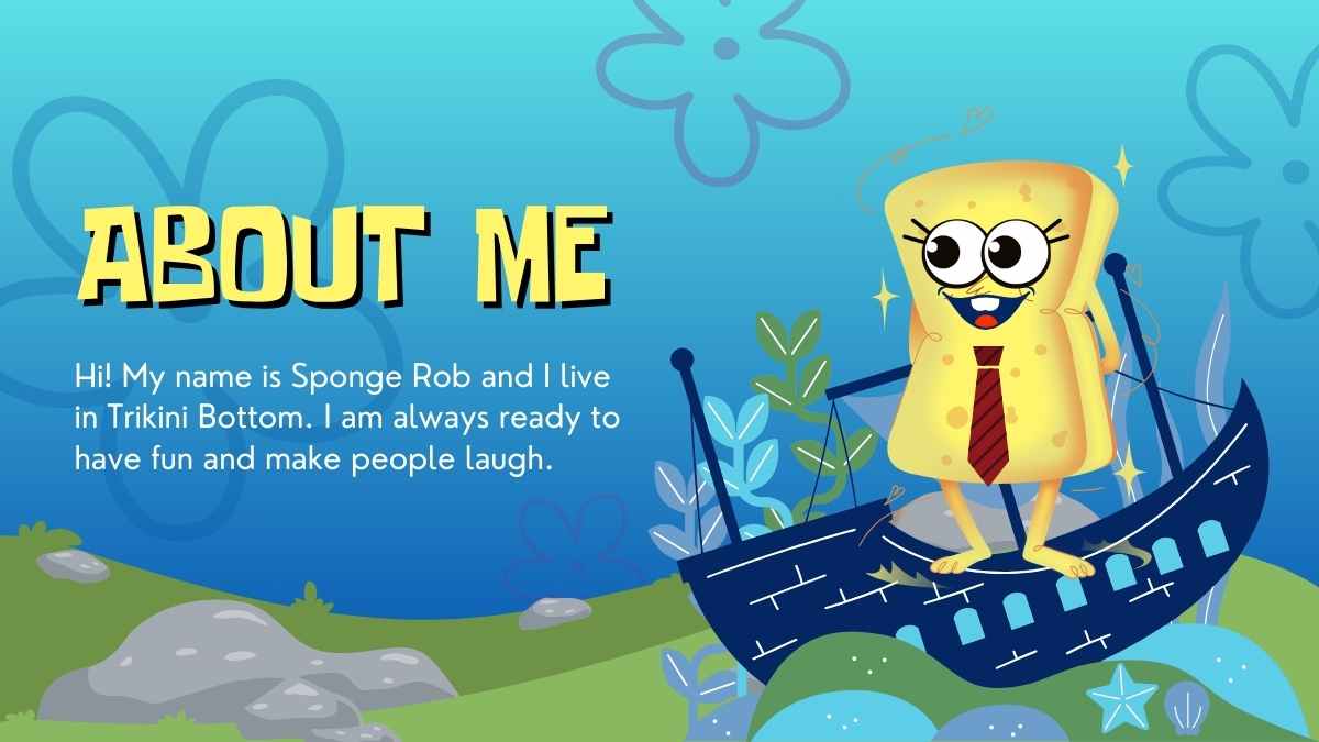 Cartoon Underwater Sponge Minitheme Slides - slide 6