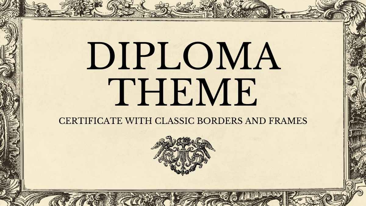 Tema Clássico de Diploma com Bordas e Molduras Elegantes Slides - deslizar 1