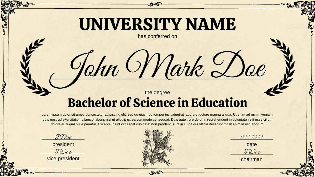 Classic Diploma Theme with Elegant Borders and Frames Slides - slide 6