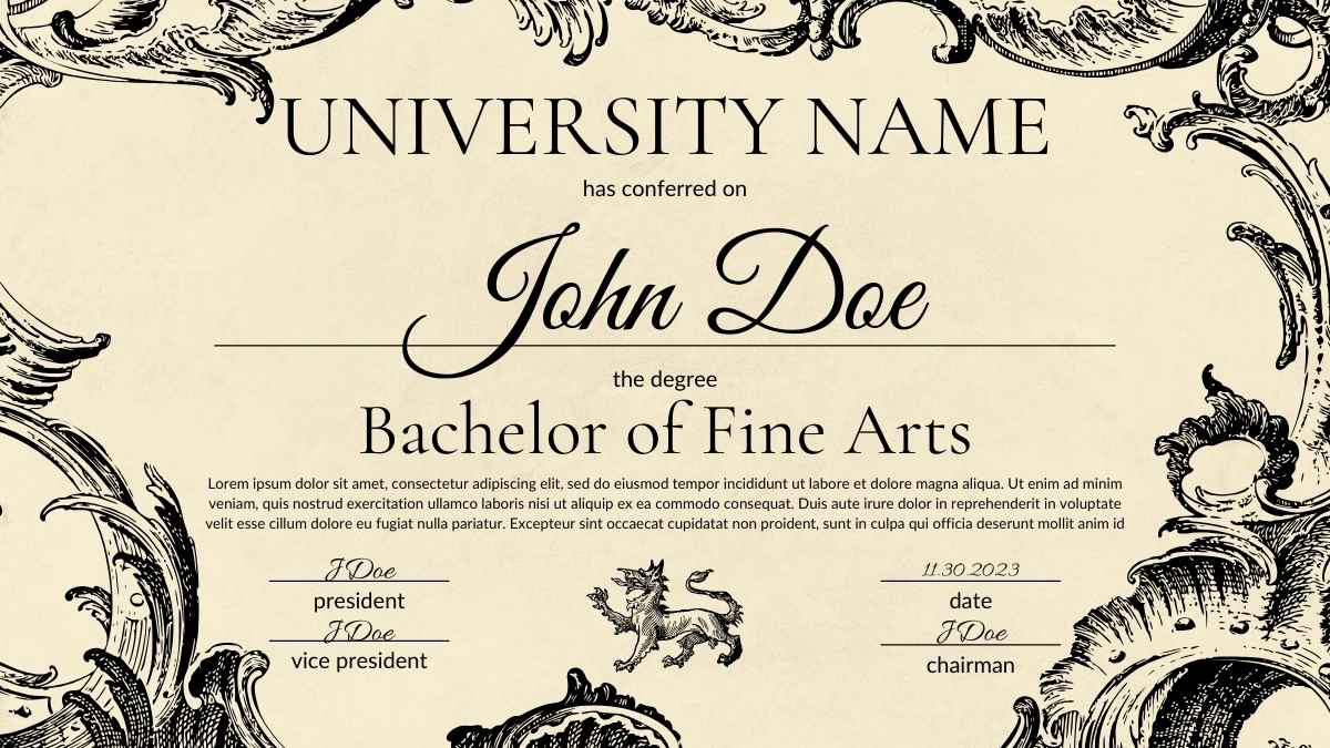 Classic Diploma Theme with Elegant Borders and Frames Slides - slide 7