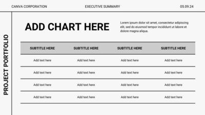 Clean Minimal Project Portfolio Executive Summary Slides