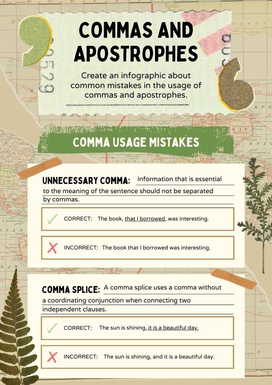 Collage Commas and Apostrophes Worksheet - diapositiva 4