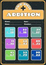 Colorful Double Digit Addition Math Worksheet