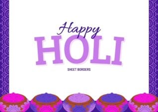 Colorful Happy Holi Worksheet Borders