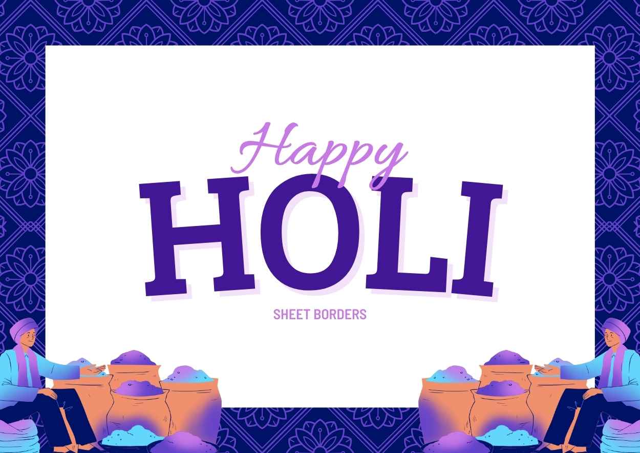 Colorful Happy Holi Worksheet Borders - slide 2