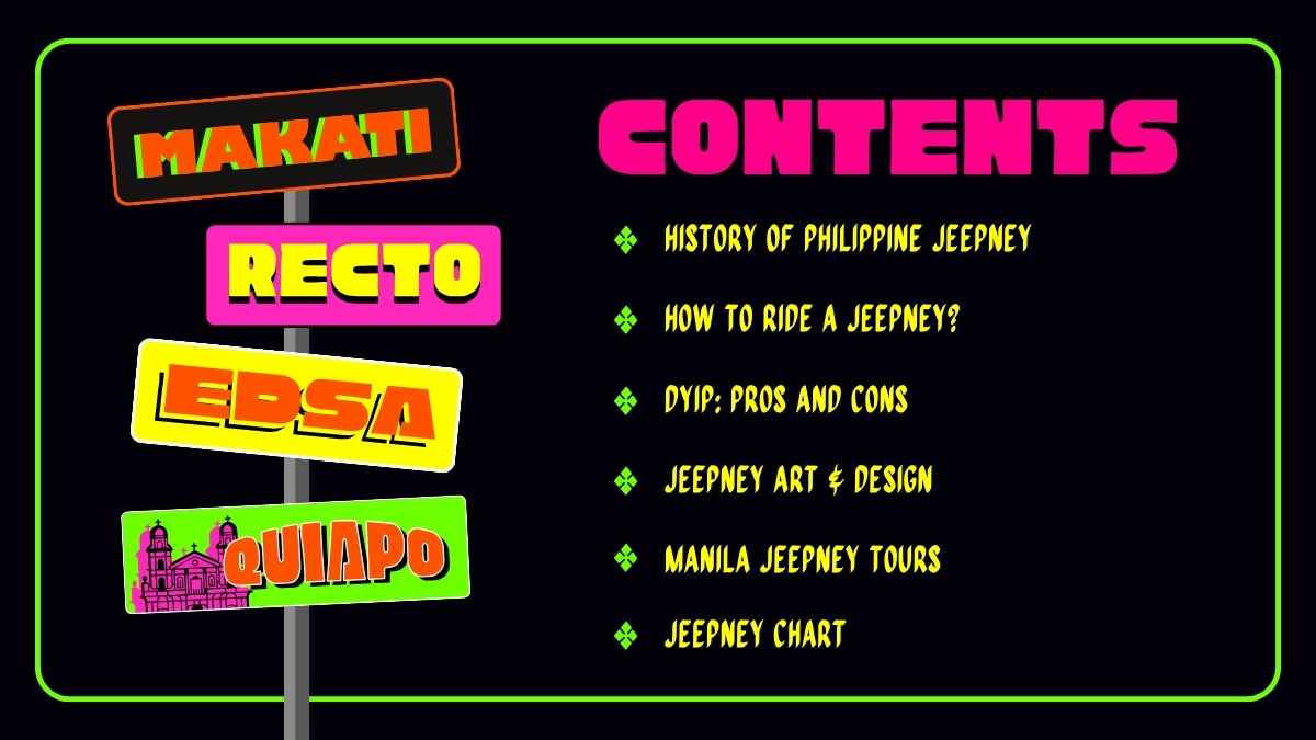 Colorful Jeepney Neon Signs Slides - slide 3