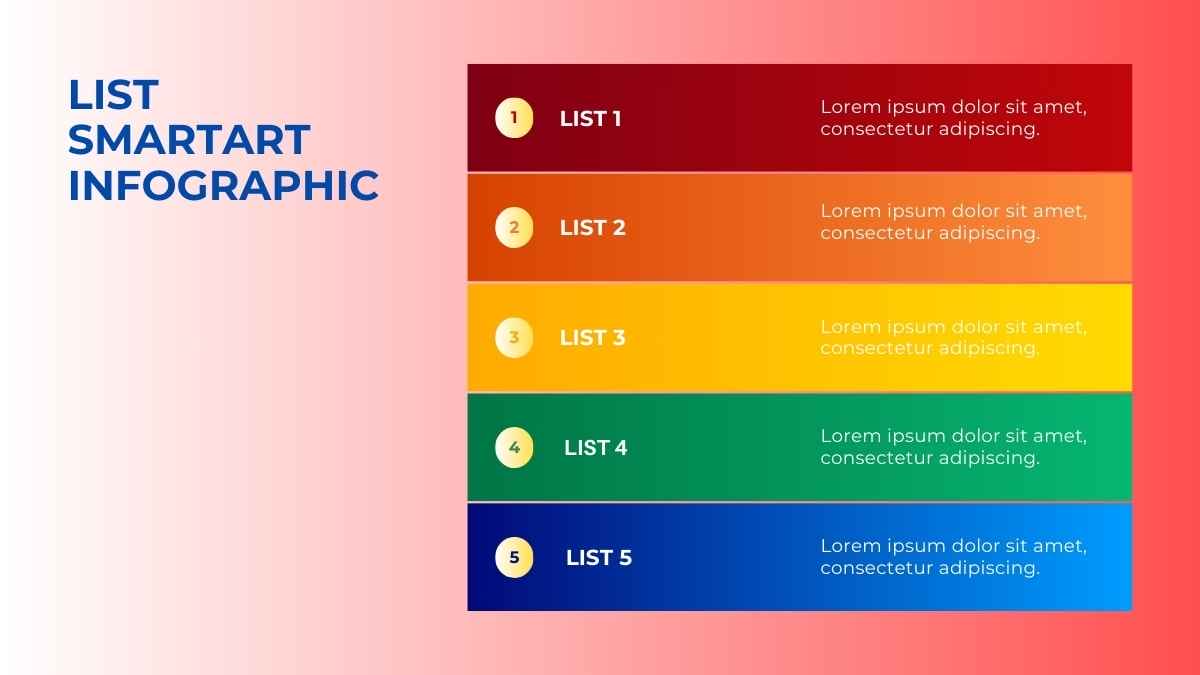 Colorful List SmartArt Infographic - slide 2