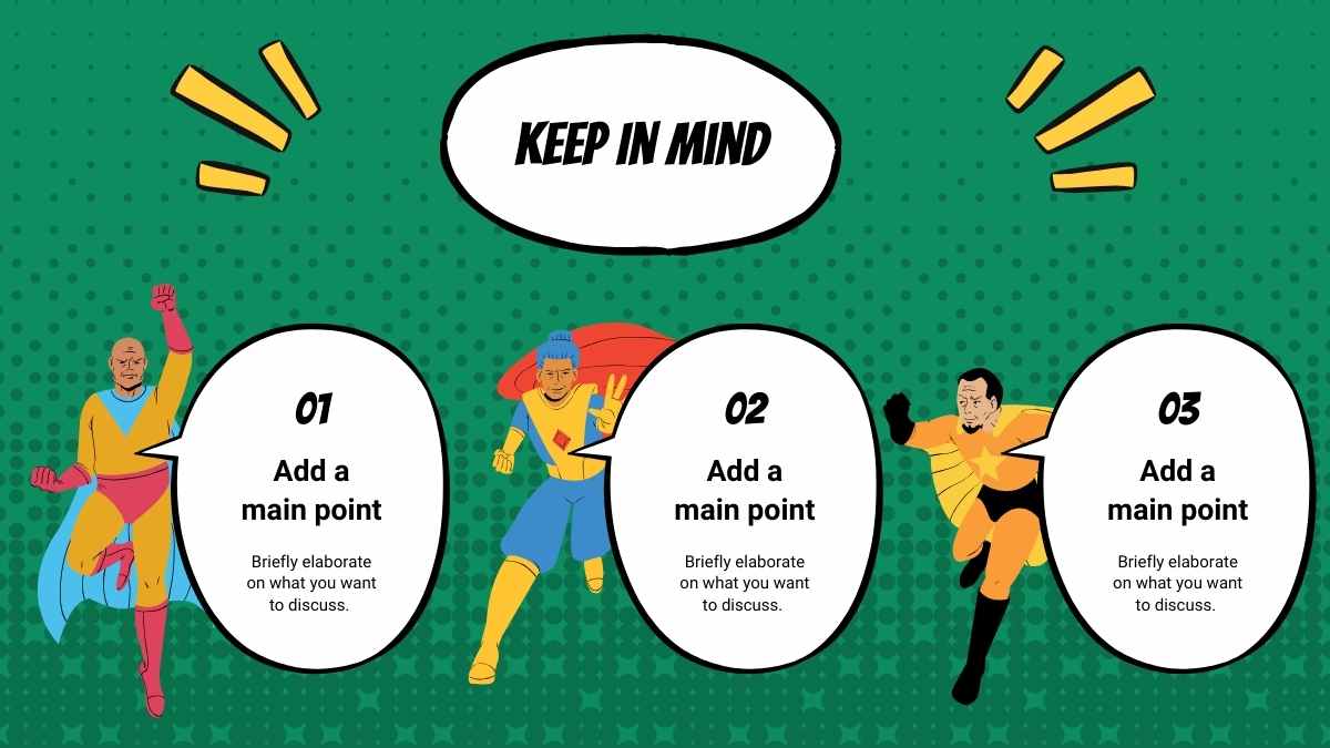 Slides de Mini Histórias em Quadrinhos de Super Heróis - deslizar 4