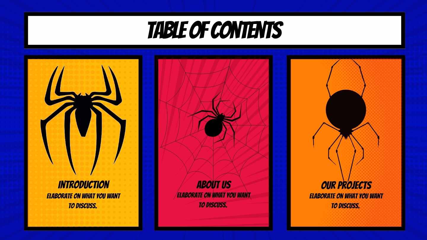 Comic Style Spider Background Slides - slide 3