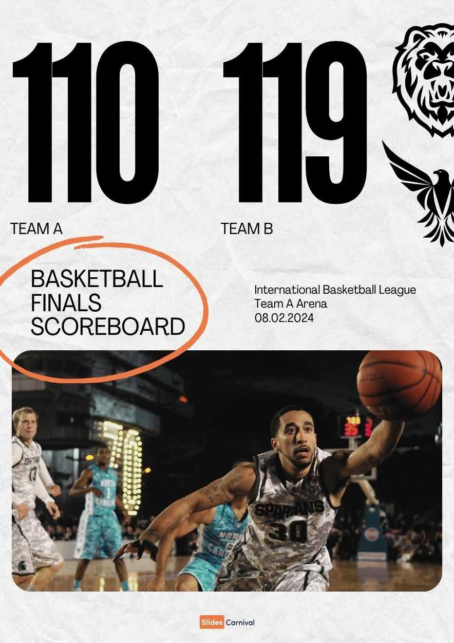 Cool Basketball Finals Scorecard - diapositiva 1