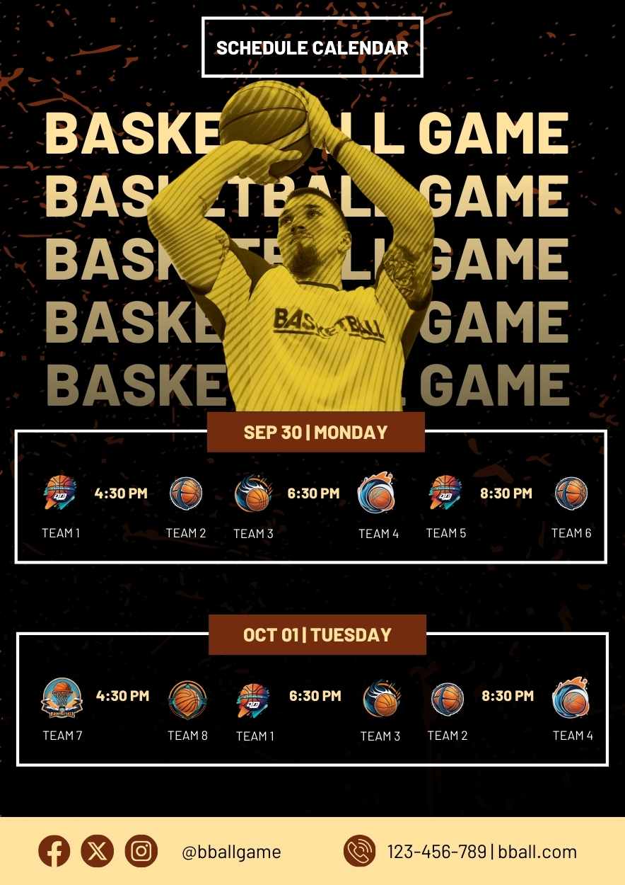 Cool Basketball Game Schedule Calendar - slide 2