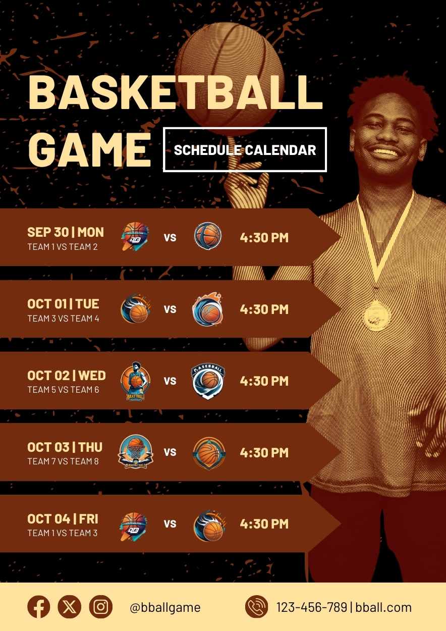 Cool Basketball Game Schedule Calendar - slide 3