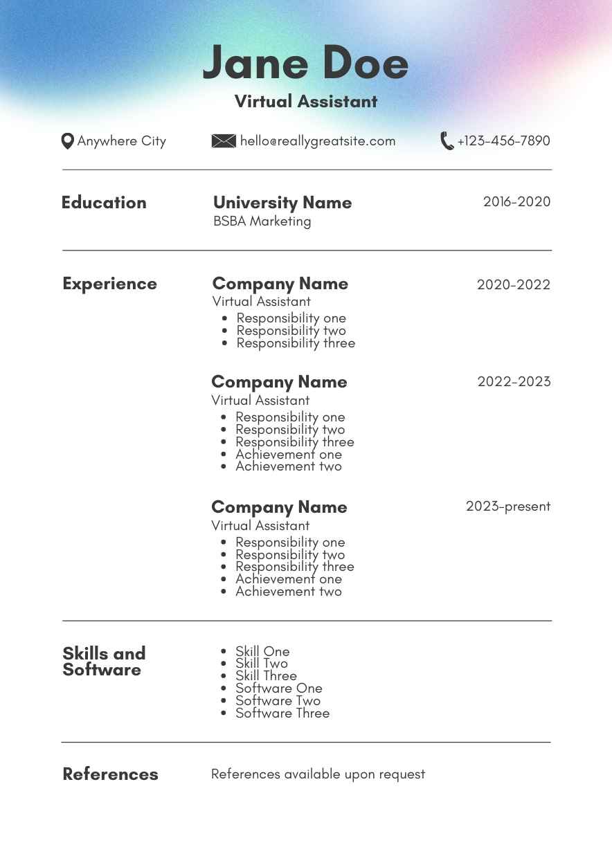 Cool Gradient Virtual Assistant CV Resume - slide 2