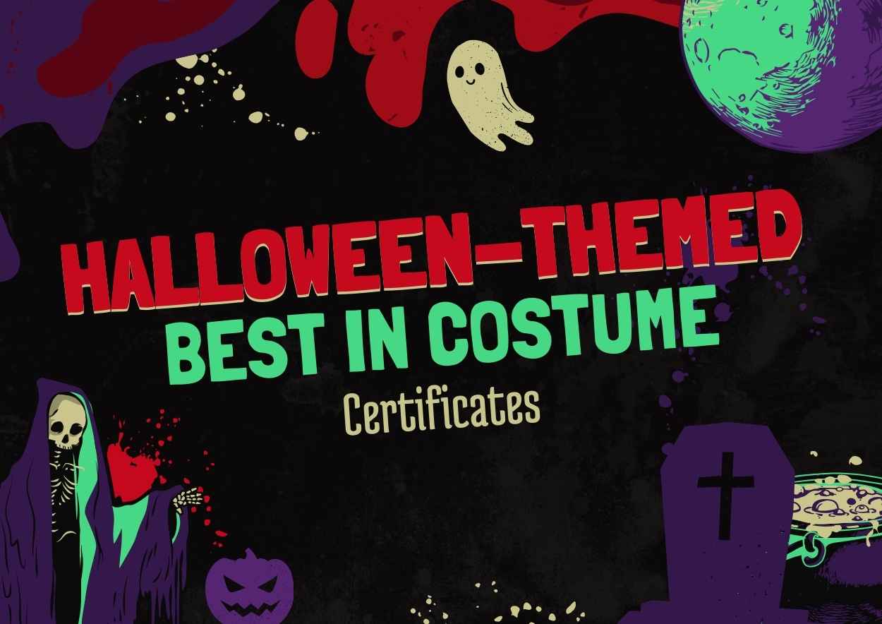 Creative Halloween-themed Best in Costume Certificates - slide 1