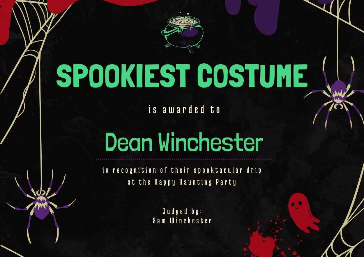 Creative Halloween-themed Best in Costume Certificates - slide 2