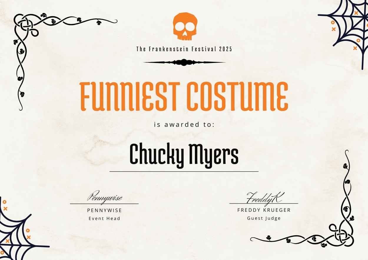 Creative Halloween-themed Best in Costume Certificates - slide 5