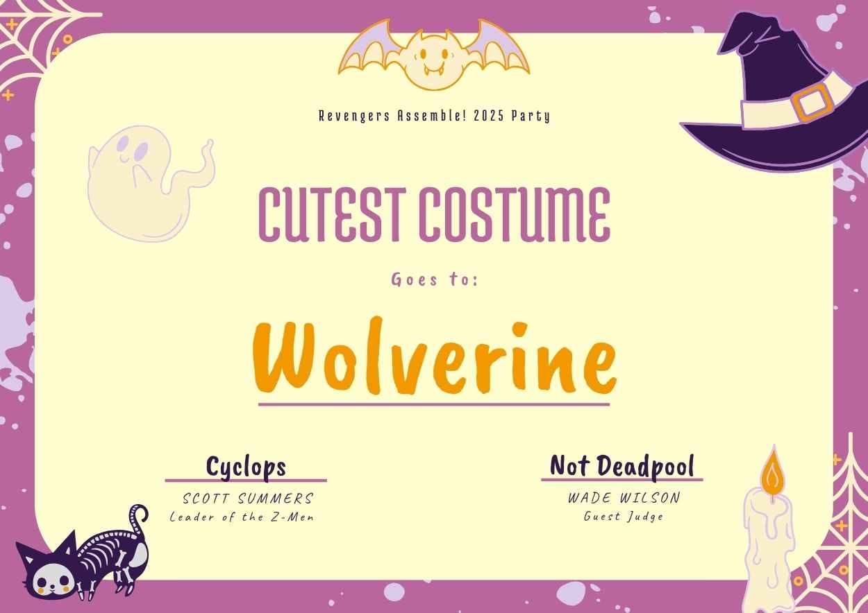 Creative Halloween-themed Best in Costume Certificates - slide 6