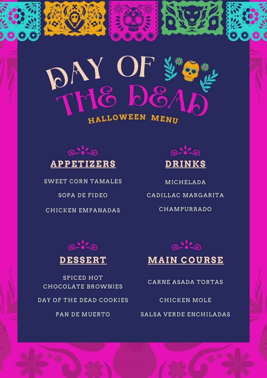 Creative Mexican Day of the Dead Halloween Menu - slide 2