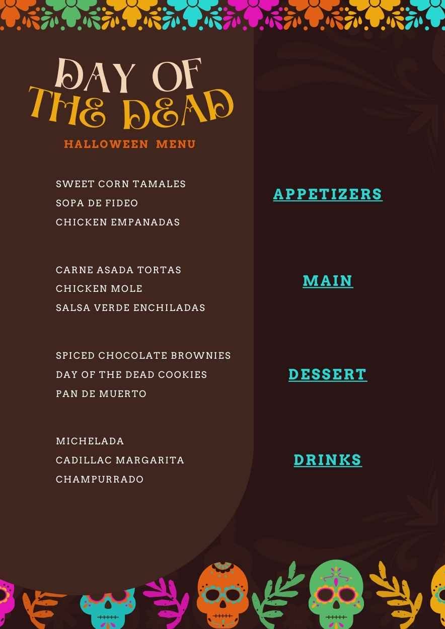 Creative Mexican Day of the Dead Halloween Menu - slide 3