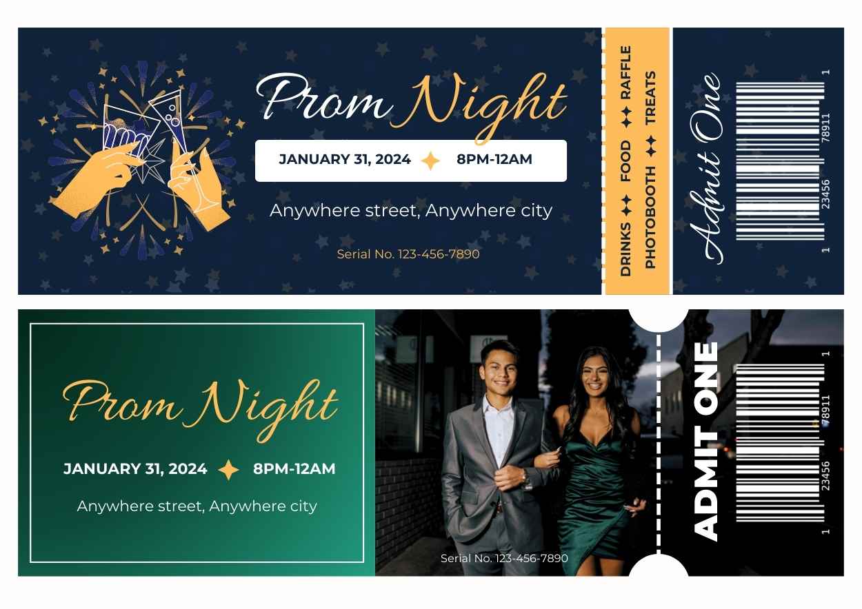 Creative Prom Night Printable Ticket - slide 1