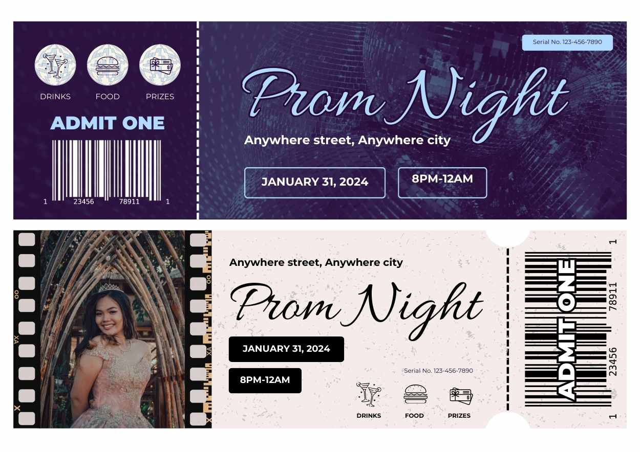 Creative Prom Night Printable Ticket - slide 2