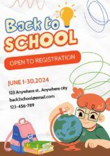 Cute Back to School Open to Registration Poster