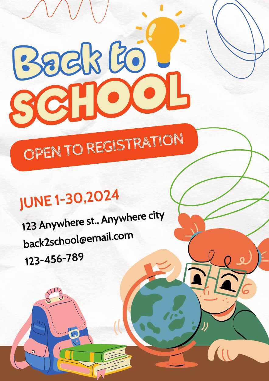 Cute Back to School Open to Registration Poster - slide 1