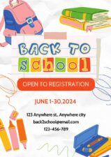 Cute Back to School Open to Registration Poster