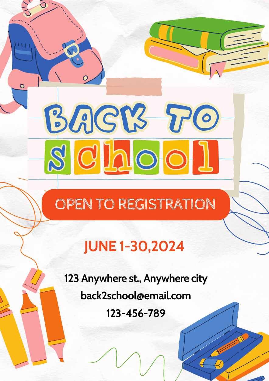 Cute Back to School Open to Registration Poster - slide 2