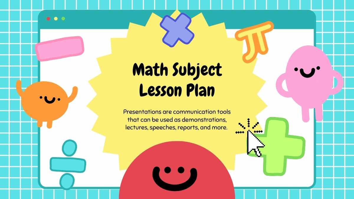 Cute Cartoon Math Subject Lesson Plan Slides - slide 1