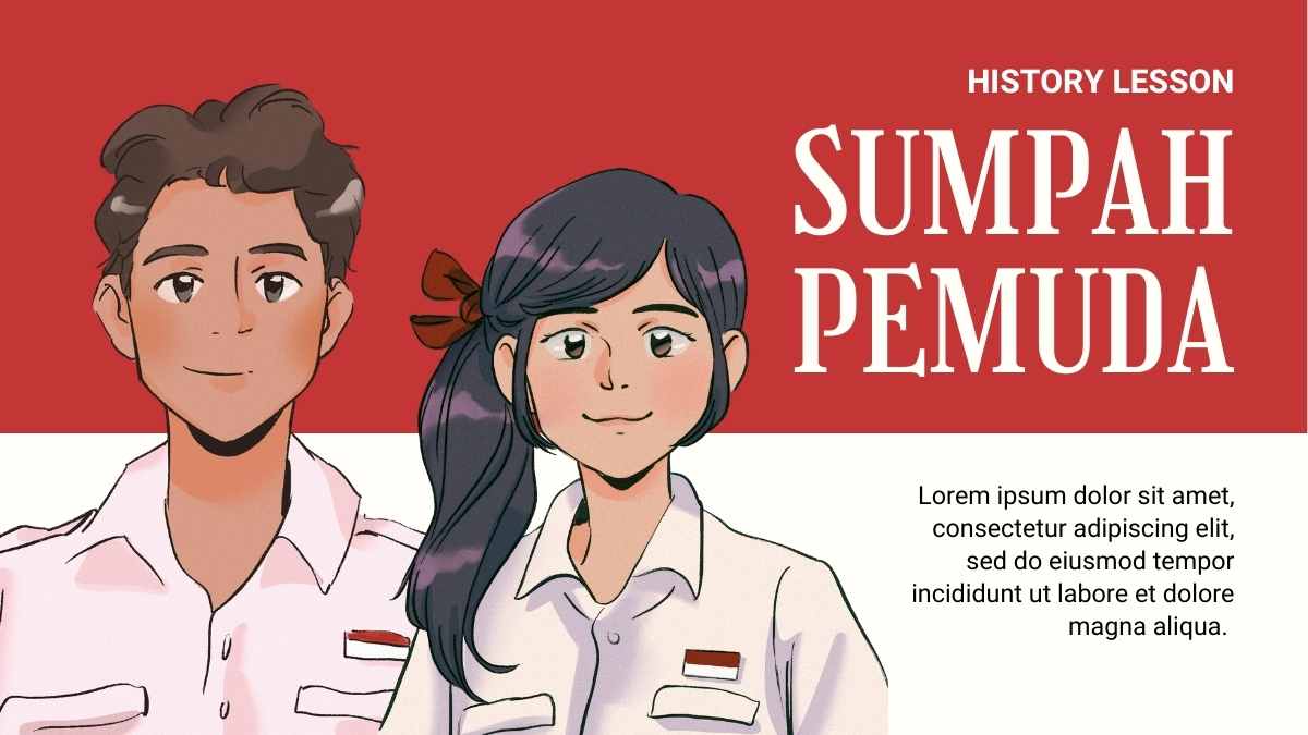 Cute Cartoon Sumpah Pemuda History Lesson - slide 1