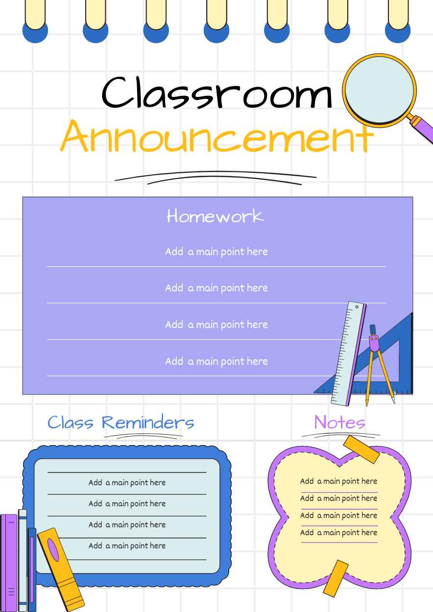 Cute Classroom Announcement Poster - slide 2