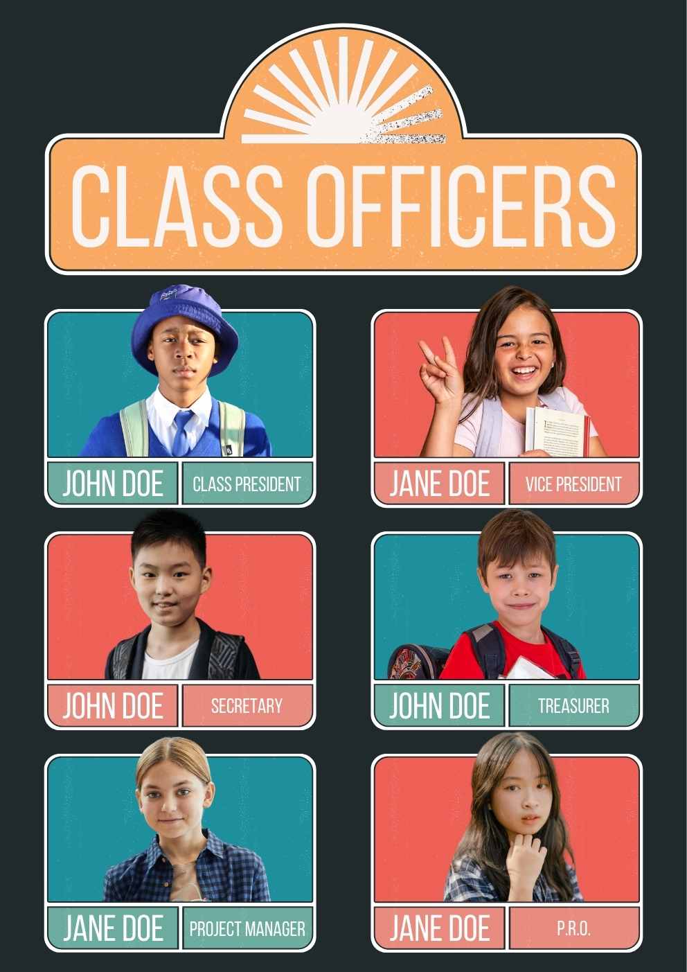 Cute Classroom Officers Poster Slides - slide 1