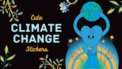 Adorables calcomanías sobre el cambio climático para plantillas de boletines de marketing