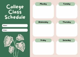 Cute College Class Schedule