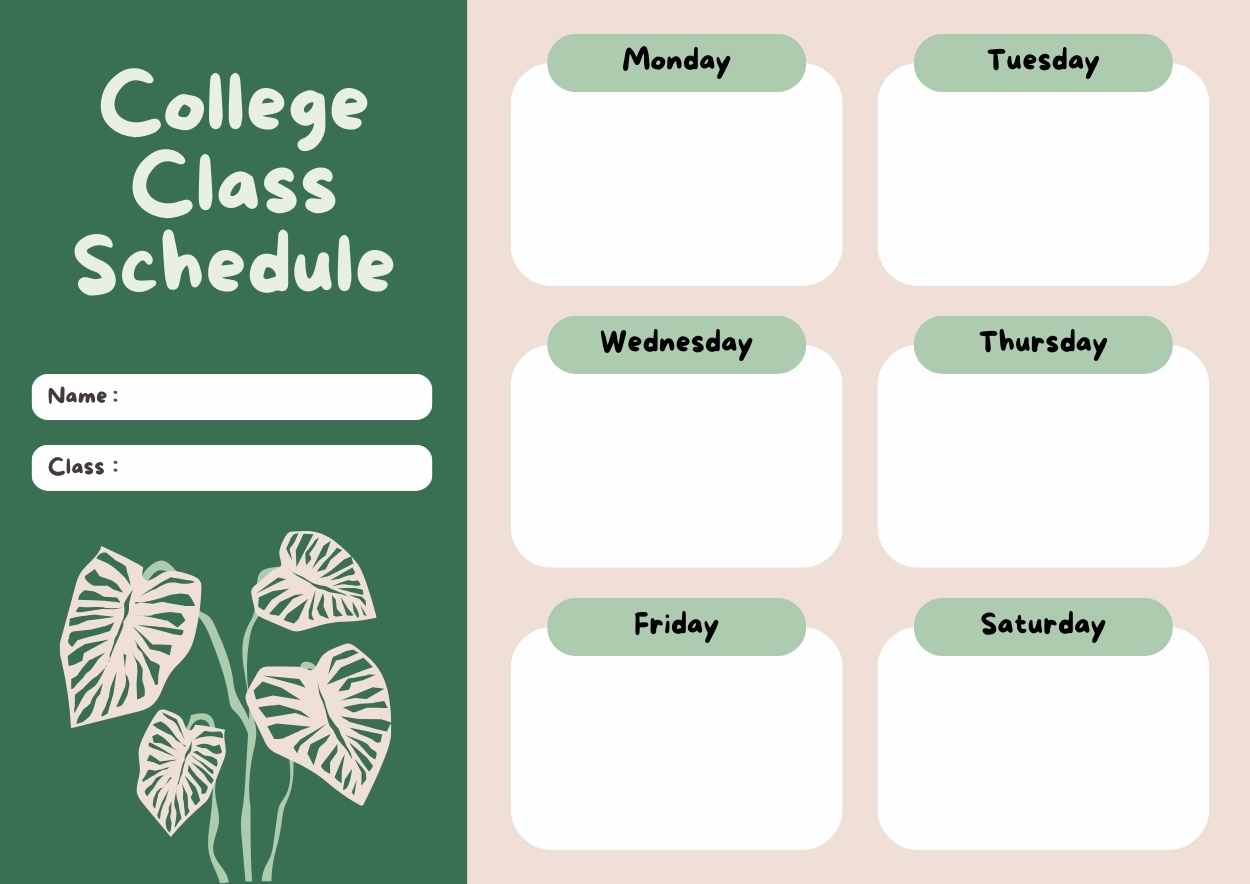 Cute College Class Schedule - slide 1