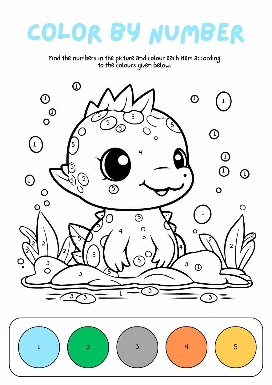 Cute Color By Number Coloring Worksheet - slide 2