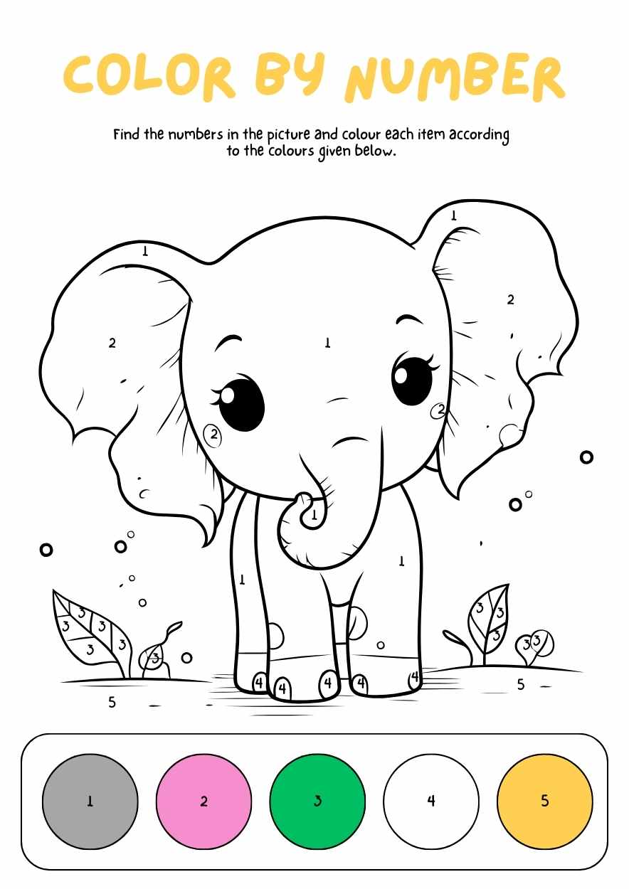 Cute Color By Number Coloring Worksheet - slide 1