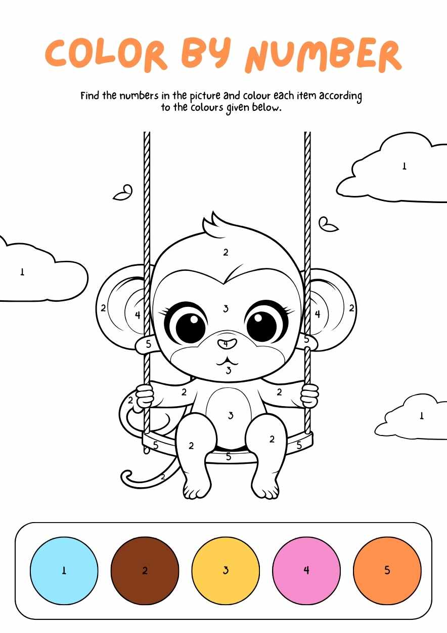 Cute Color By Number Coloring Worksheet - slide 3