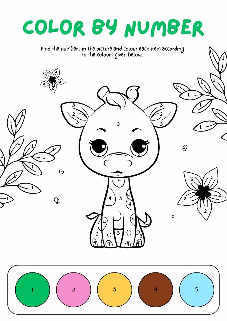 Cute Color By Number Coloring Worksheet - slide 4