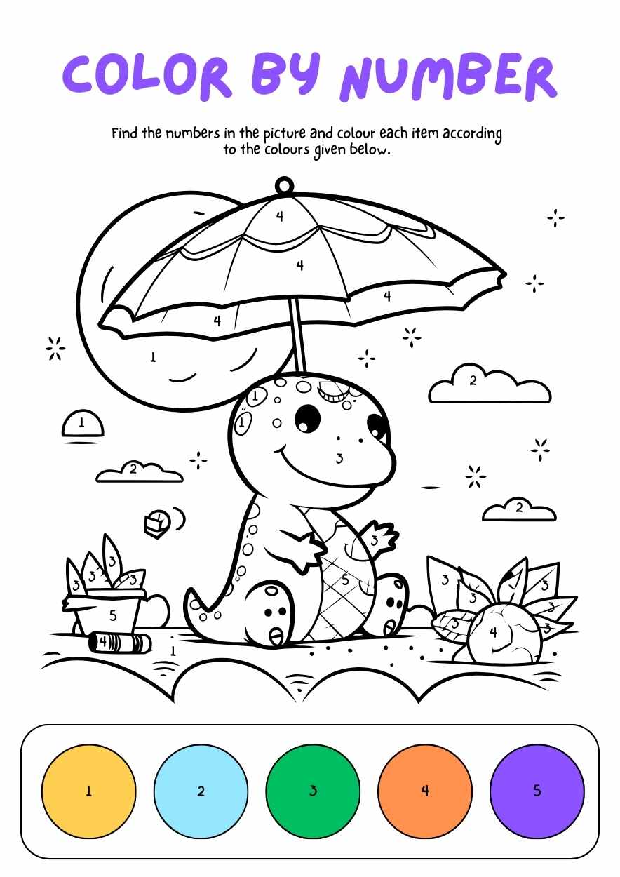 Cute Color By Number Coloring Worksheet - slide 5