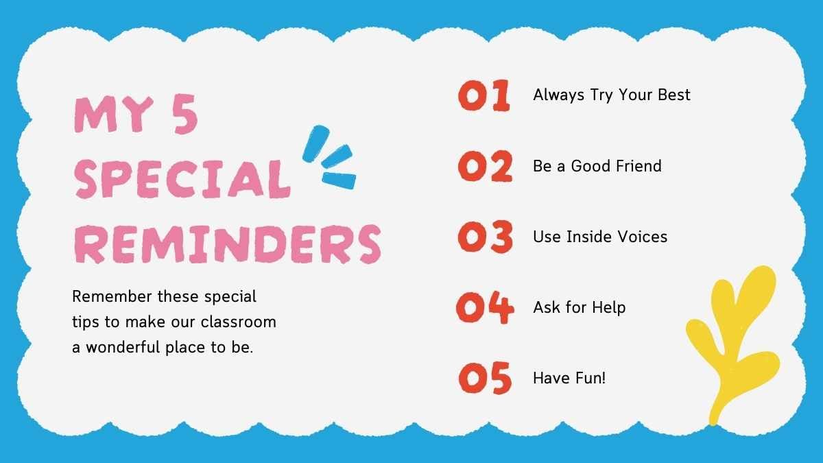 Cute Colorful Back to School Classroom Rules - slide 13