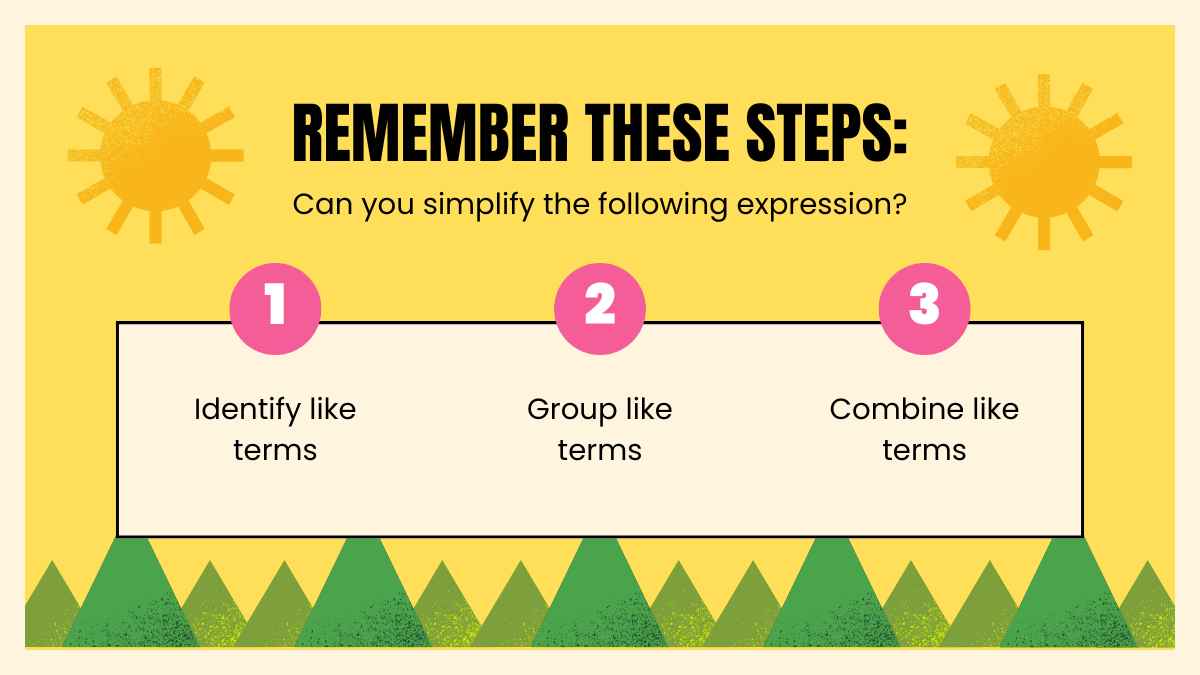 Cute Colorful Combining Like Terms Lesson for Elementary - slide 11