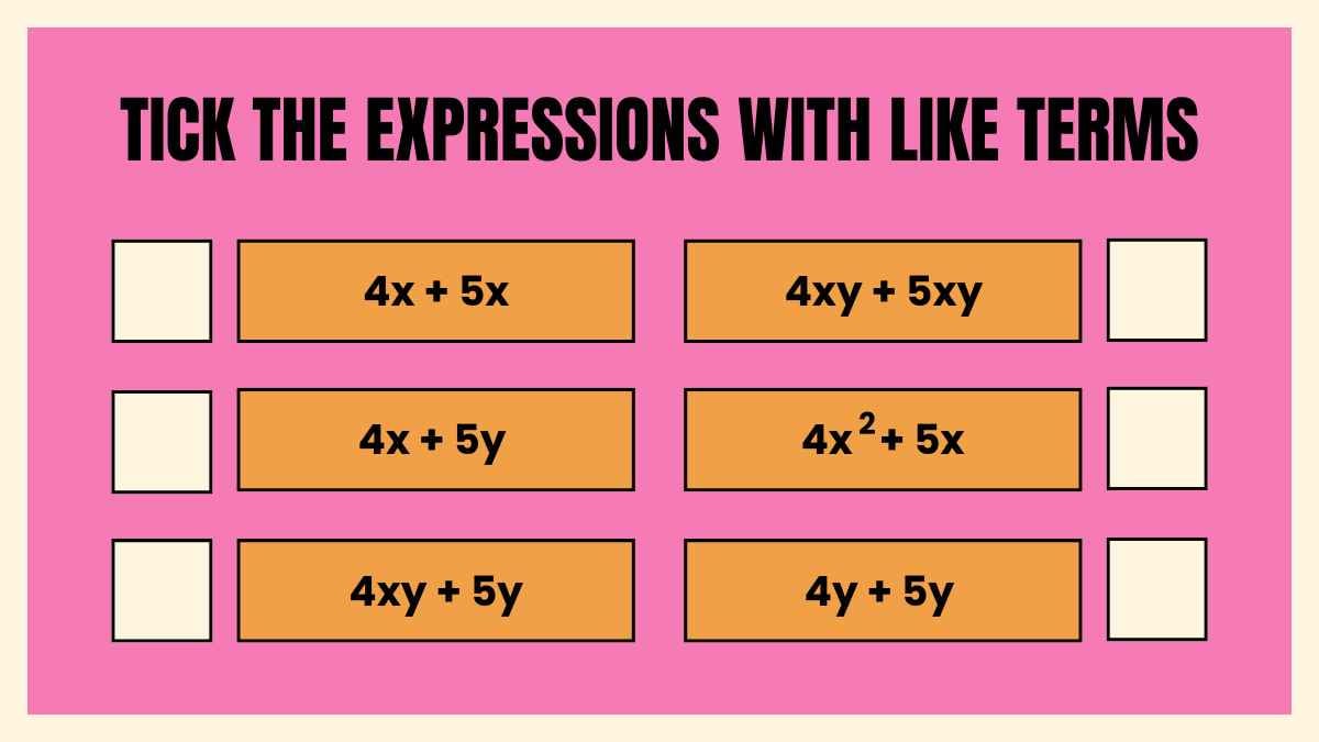 Cute Colorful Combining Like Terms Lesson for Elementary - slide 4