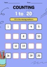 Cute Counting 1-20 Math Worksheet