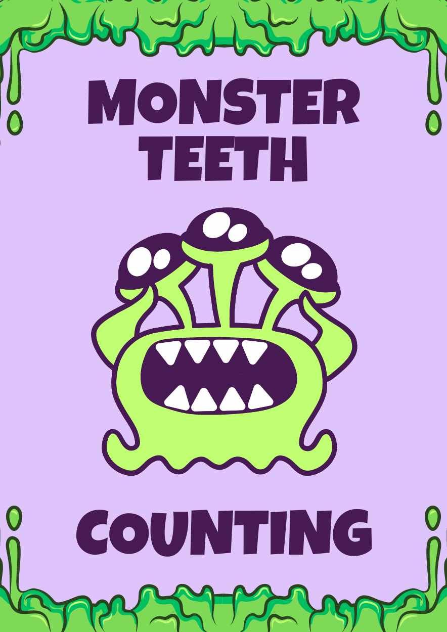 Cute Counting Monster Teeth Worksheet - diapositiva 1