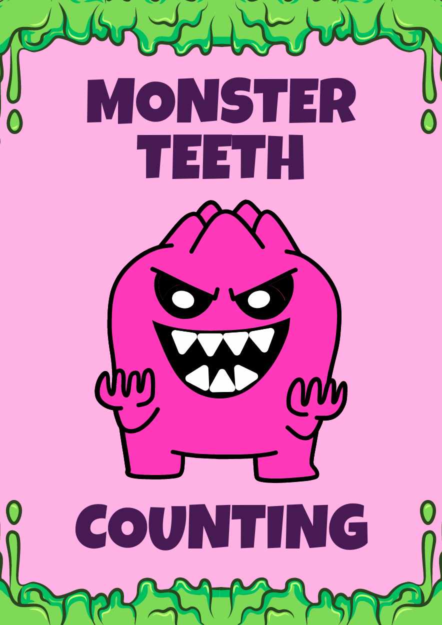 Cute Counting Monster Teeth Worksheet - slide 3